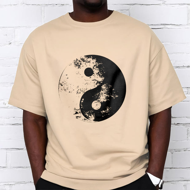 Buddha Stones Yin Yang Tai Chi Pattern Cotton Tee T-shirt T-Shirts BS 13