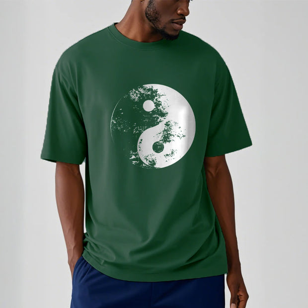 Buddha Stones Yin Yang Tai Chi Pattern Cotton Tee T-shirt T-Shirts BS 9