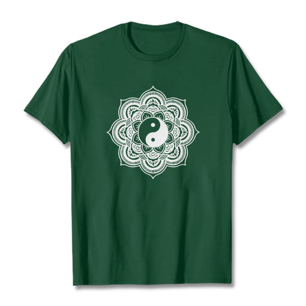 Buddha Stones Mandala Yin Yang Cotton Tee T-shirt