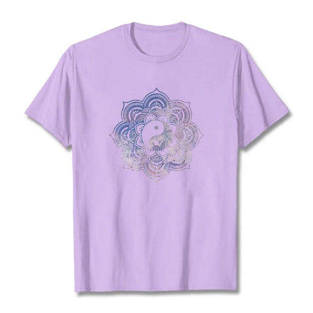 Buddha Stones Mandala Yin Yang Cotton Tee T-shirt T-Shirts BS Plum 2XL