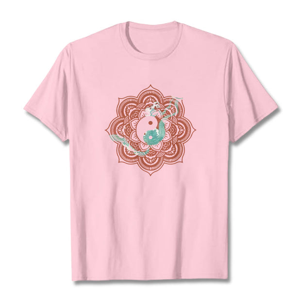 Buddha Stones Mandala Yin Yang Cotton Tee T-shirt T-Shirts BS LightPink 2XL