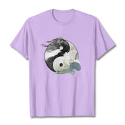 Buddha Stones Yin Yang Lotus Leaf Ink Painting Cotton Tee T-shirt T-Shirts BS Plum 2XL