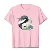 Buddha Stones Yin Yang Lotus Leaf Ink Painting Cotton Tee T-shirt T-Shirts BS LightPink 2XL