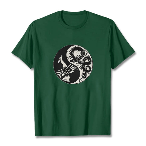 Buddha Stones Phoenix Yin Yang Cotton Tee T-shirt