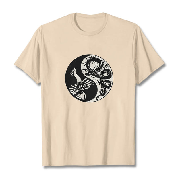 Buddha Stones Phoenix Yin Yang Cotton Tee T-shirt