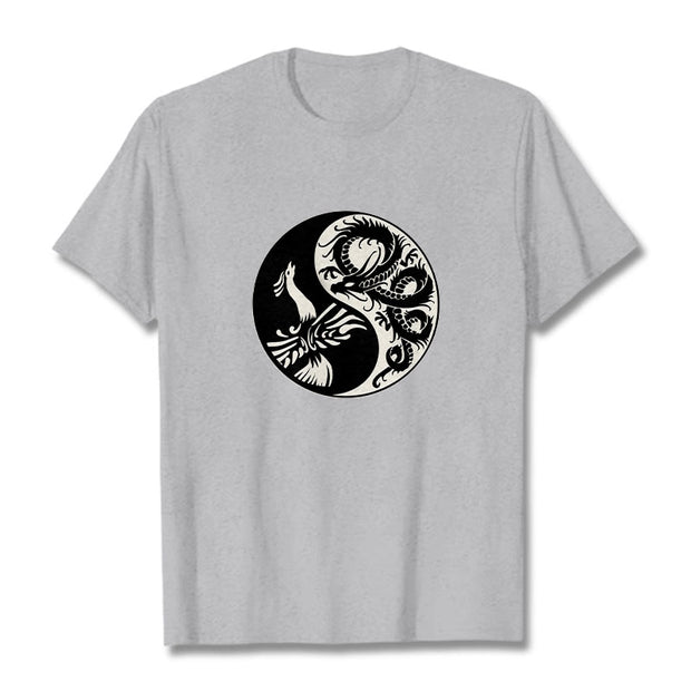 Buddha Stones Phoenix Yin Yang Cotton Tee T-shirt