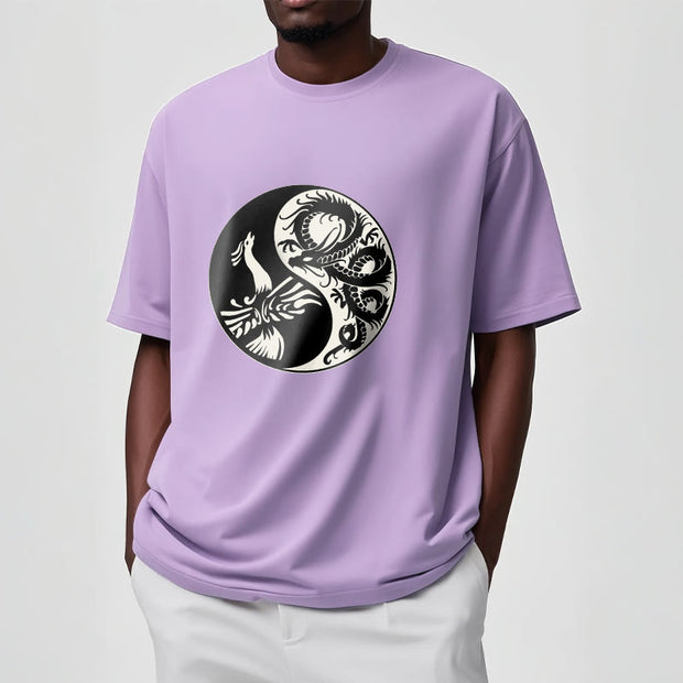 Buddha Stones Phoenix Yin Yang Cotton Tee T-shirt