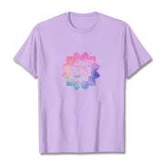 Buddha Stones Om Colorful Lotus Cotton Tee T-shirt