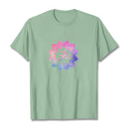 Buddha Stones Om Colorful Lotus Cotton Tee T-shirt