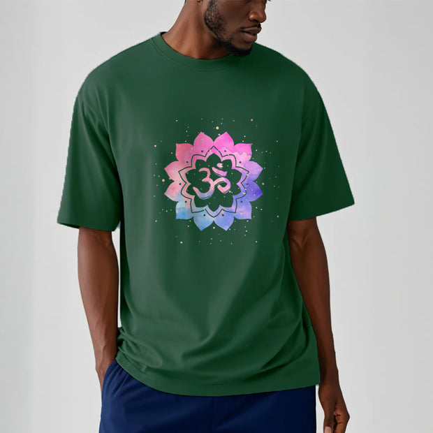 Buddha Stones Om Colorful Lotus Cotton Tee T-shirt