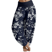 Buddha Stones Summer Bohemian Floral Pattern Women's Elastic Waist Harem Pants