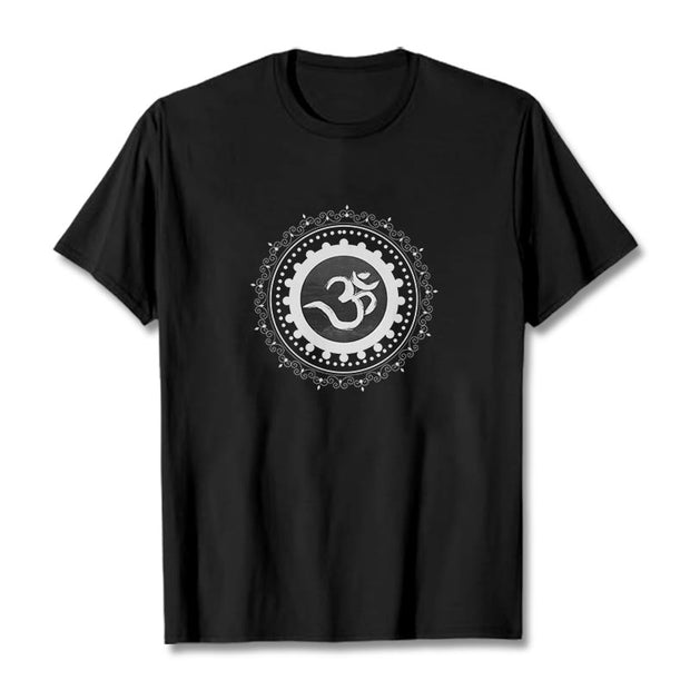 Buddha Stones Om Mandala Pattern Cotton Tee T-shirt