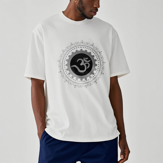 Buddha Stones Om Mandala Pattern Cotton Tee T-shirt