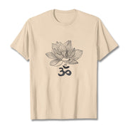 Buddha Stones Om Lotus Sketch Cotton Tee T-shirt T-Shirts BS Bisque 2XL