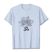 Buddha Stones Om Lotus Sketch Cotton Tee T-shirt