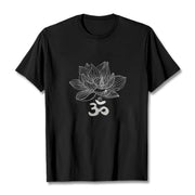 Buddha Stones Om Lotus Sketch Cotton Tee T-shirt T-Shirts BS Black 2XL