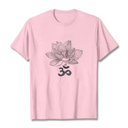 Buddha Stones Om Lotus Sketch Cotton Tee T-shirt T-Shirts BS LightPink 2XL