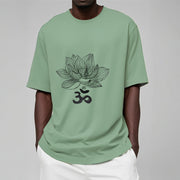 Buddha Stones Om Lotus Sketch Cotton Tee T-shirt T-Shirts BS 19