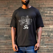 Buddha Stones Om Lotus Sketch Cotton Tee T-shirt T-Shirts BS 3