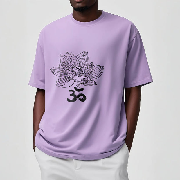 Buddha Stones Om Lotus Sketch Cotton Tee T-shirt T-Shirts BS 17