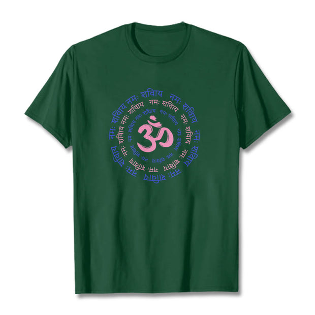 Buddha Stones OM Mantra Character Sanskrit Cotton Tee T-shirt