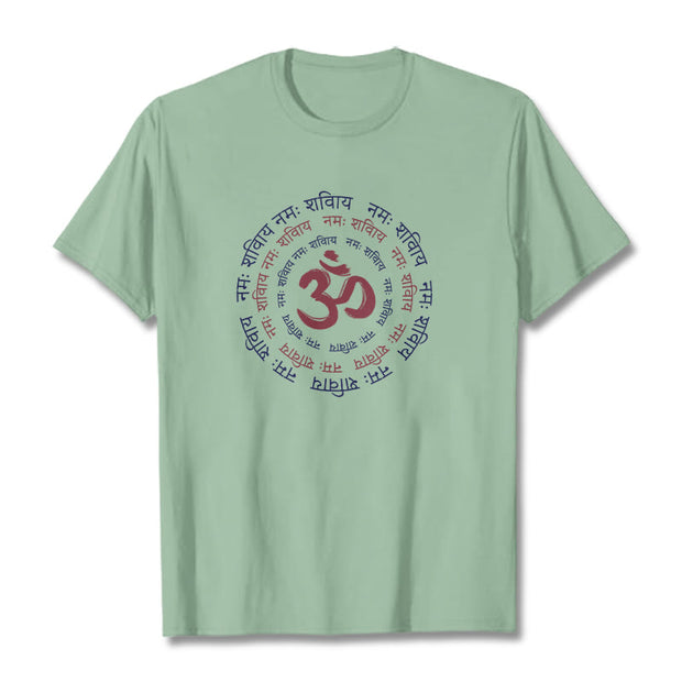 Buddha Stones OM Mantra Character Sanskrit Cotton Tee T-shirt