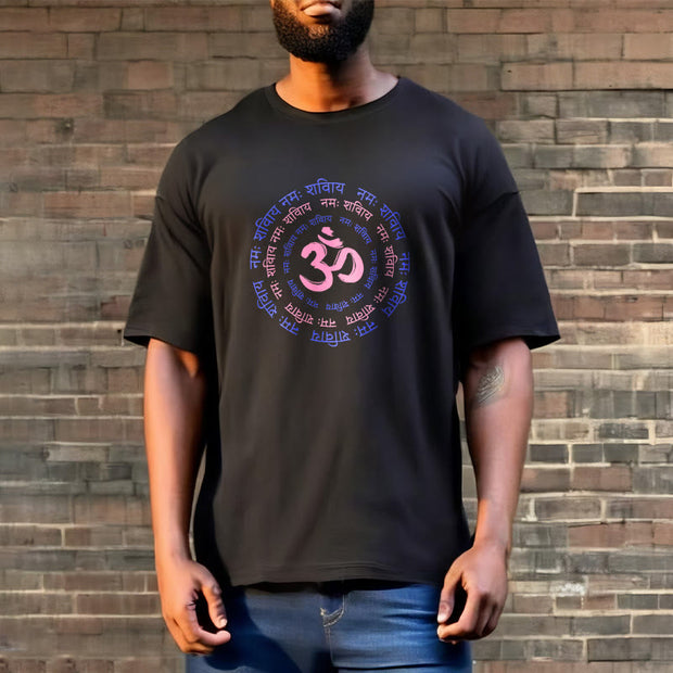 Buddha Stones OM Mantra Character Sanskrit Cotton Tee T-shirt