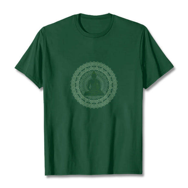 Buddha Stones Mandala Buddha Cotton Tee T-shirt