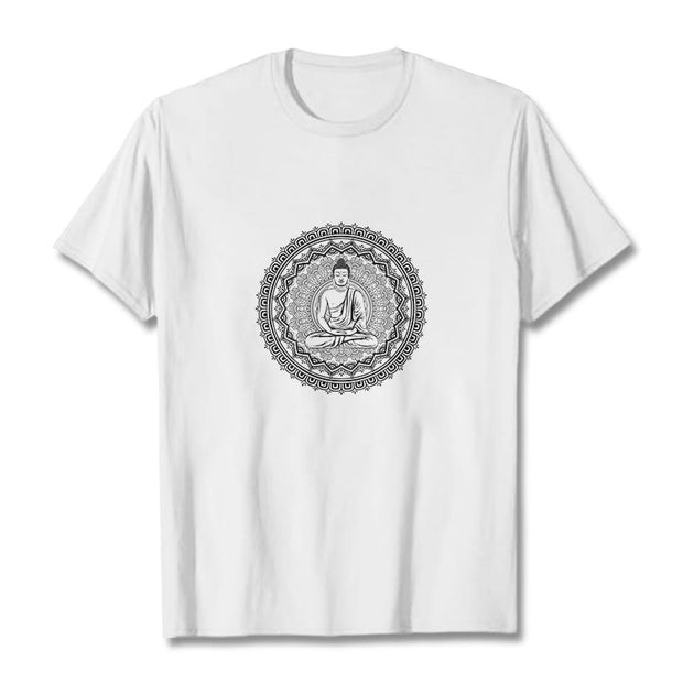 Buddha Stones Mandala Buddha Cotton Tee T-shirt