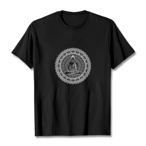 Buddha Stones Mandala Buddha Cotton Tee T-shirt