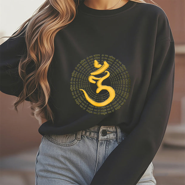 Buddha Stones 108 OM NAMAH SHIVAYA Mantra Sanskrit Fleece Lined Polyester Sweatshirt