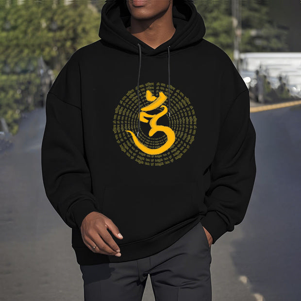 Buddha Stones 108 OM NAMAH SHIVAYA Mantra Sanskrit Fleece Lined Polyester Hoodie