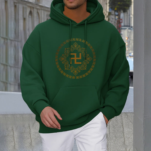 Buddha Stones Swastika Fleece Lined Polyester Hoodie