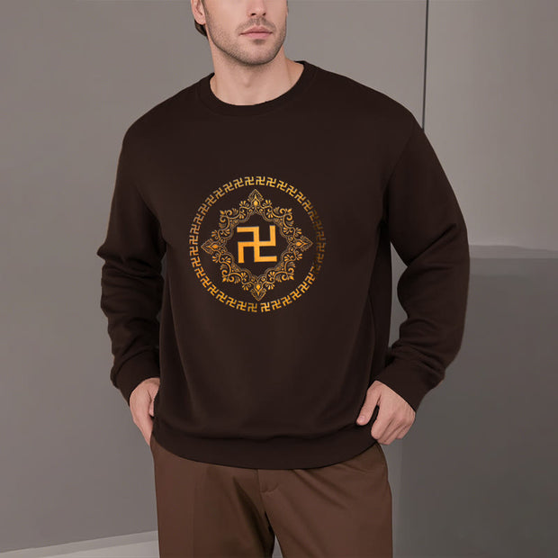 Buddha Stones Swastika Fleece Lined Polyester Sweatshirt