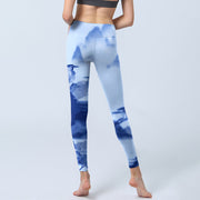 Buddha Stones Blue Bird Peony Print Sports Leggings Women's Yoga Pants - image 7