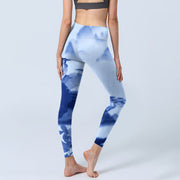 Buddha Stones Blue Bird Peony Print Sports Leggings Women's Yoga Pants - image 5