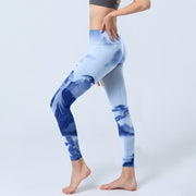 Buddha Stones Blue Bird Peony Print Sports Leggings Women's Yoga Pants - image 3