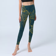 Buddha Stones Gray Golden Koi Fish Lotus Print Gym Leggings Women's Yoga Pants - image 7