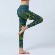 Buddha Stones Gray Golden Koi Fish Lotus Print Gym Leggings Women's Yoga Pants