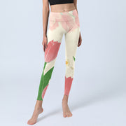 Buddha Stones Pink Tulip Flower Print Gym Fitness Leggings Women's Yoga Pants - image 7
