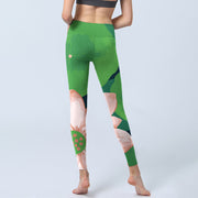 Buddha Stones Green Lotus Flower Leaf Print Sports Fitness Leggings Women's Yoga Pants - image 7