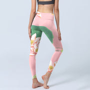 Buddha Stones Pink Lotus Flower Leaf Print Gym Fitness Leggings Women's Yoga Pants - image 5
