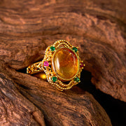 FREE Today: Balance Emotions Flower Amber Hollow Lace Adjustable Ring