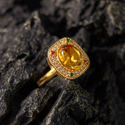 FREE Today: Be Brave And Confidence Natural Amber Square Ring