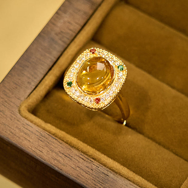 FREE Today: Be Brave And Confidence Natural Amber Square Ring