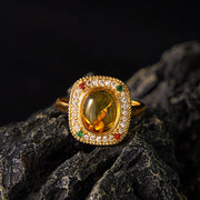 FREE Today: Be Brave And Confidence Natural Amber Square Ring