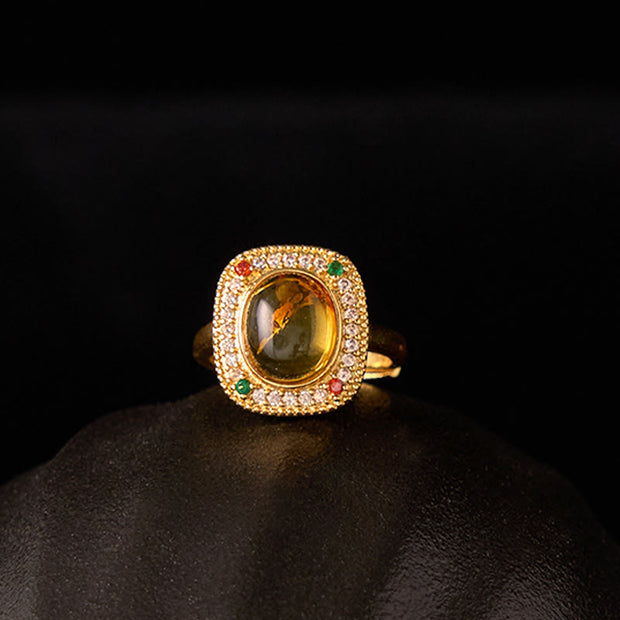 FREE Today: Be Brave And Confidence Natural Amber Square Ring