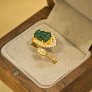 FREE Today: New Beginnings Copper Plated Gold Natural Jade Leaf Adjustable Ring