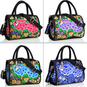 Buddha Stones Money Tree Peony Camellia Double-Sided Embroidery Canvas Shopping Purse Handbag Crossbody Bag Crossbody Bag&Handbags BS 24