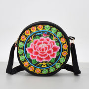 Buddha Stones Money Tree Galsang Inula Flower Peony Rose Peacock Double-Sided Embroidery Canvas Shopping Purse Handbag Crossbody Bag Crossbody Bag&Shoulder Bag BS Peony